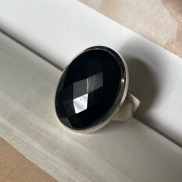 925 Sterling Silver Black Onyx Unisexual! Statement Ring!🖤🖤 - Picture 3 of 13